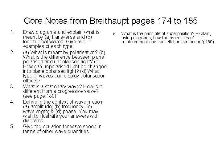 Core Notes from Breithaupt pages 174 to 185 1. 2. 3. 4. 5. Draw