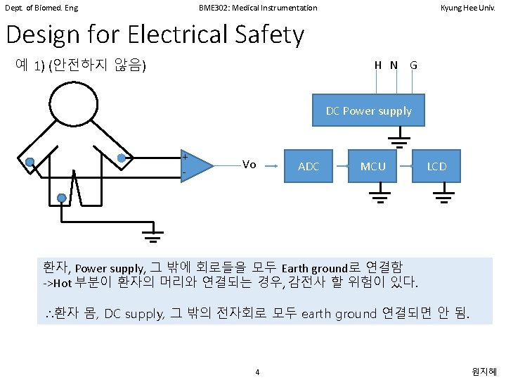 Dept. of Biomed. Eng. BME 302: Medical Instrumentation Kyung Hee Univ. Design for Electrical