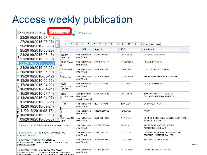 Access weekly publication 
