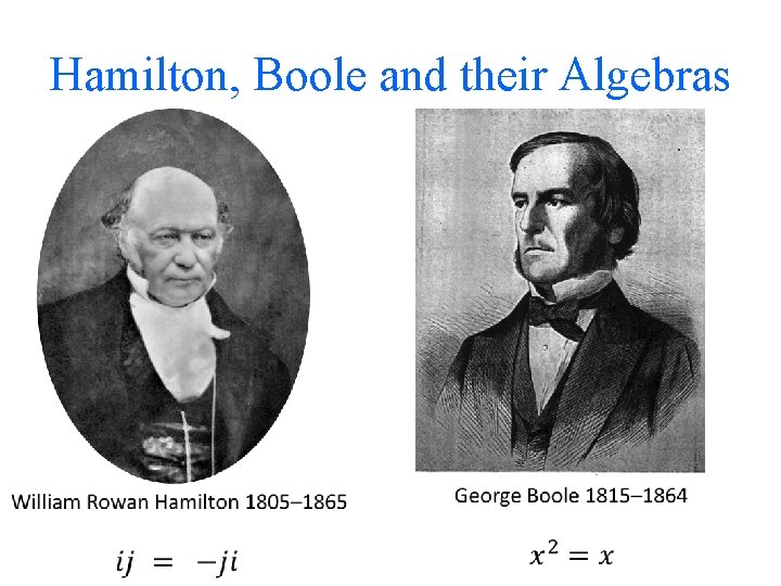Hamilton, Boole and their Algebras 