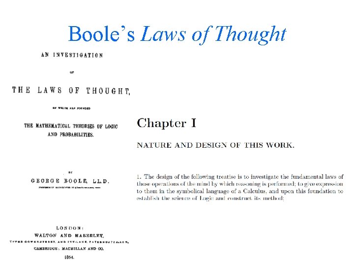 Boole’s Laws of Thought 