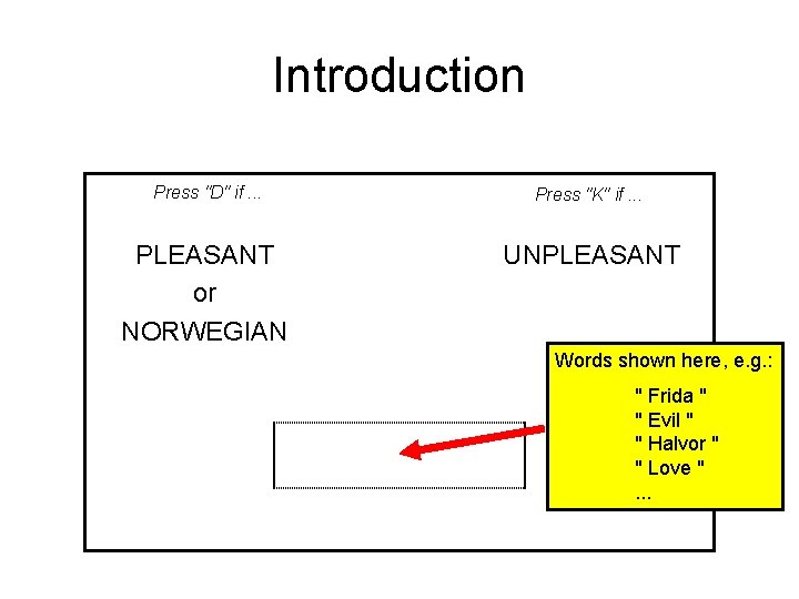 Introduction Press "D" if. . . Press "K" if. . . PLEASANT or NORWEGIAN