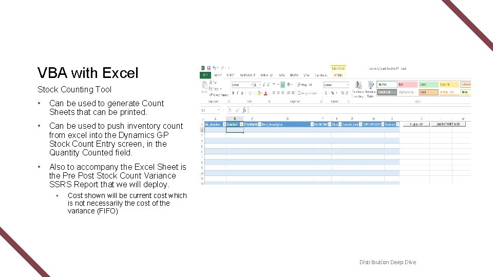 VBA with Excel Stock Counting Tool • Can be used to generate Count Sheets