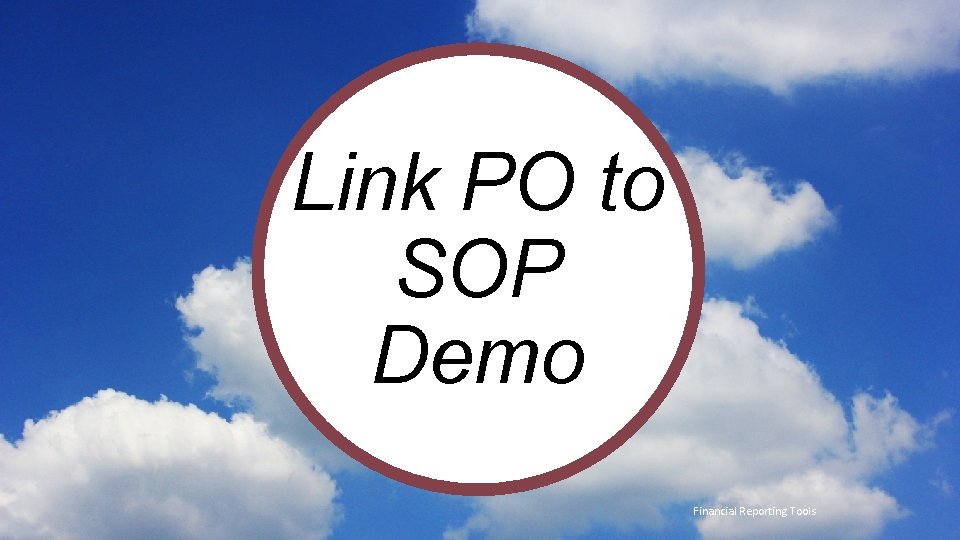 Link PO to SOP Demo t Financial Reporting Tools 