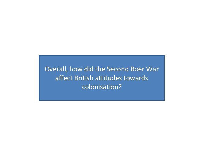 Overall, how did the Second Boer War affect British attitudes towards colonisation? 
