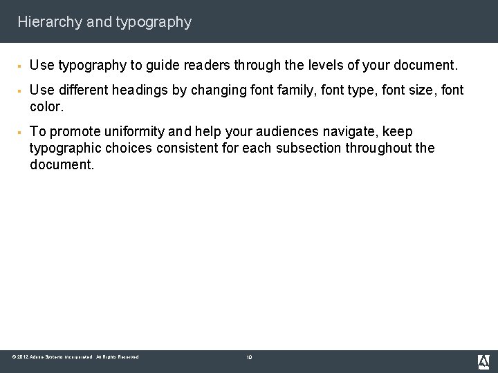 Hierarchy and typography § Use typography to guide readers through the levels of your