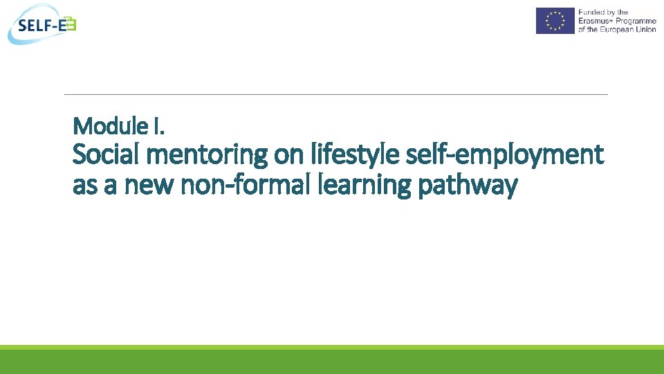 Module I. Social mentoring on lifestyle self-employment as a new non-formal learning pathway 