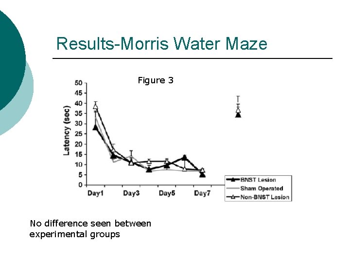 Results-Morris Water Maze Figure 3 No difference seen between experimental groups 