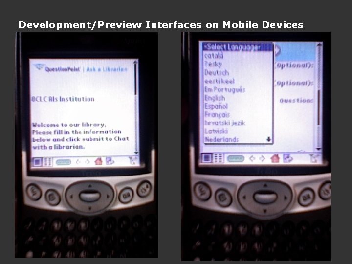 Development/Preview Interfaces on Mobile Devices 