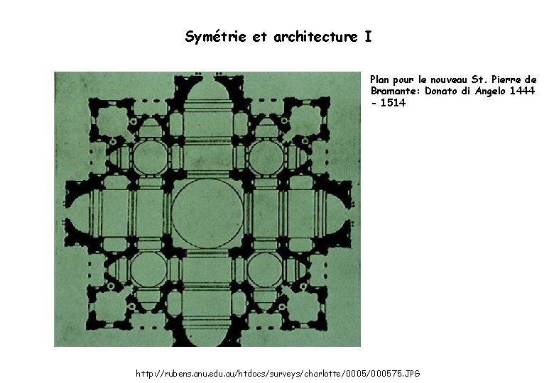 Symétrie et architecture I Plan pour le nouveau St. Pierre de Bramante: Donato di