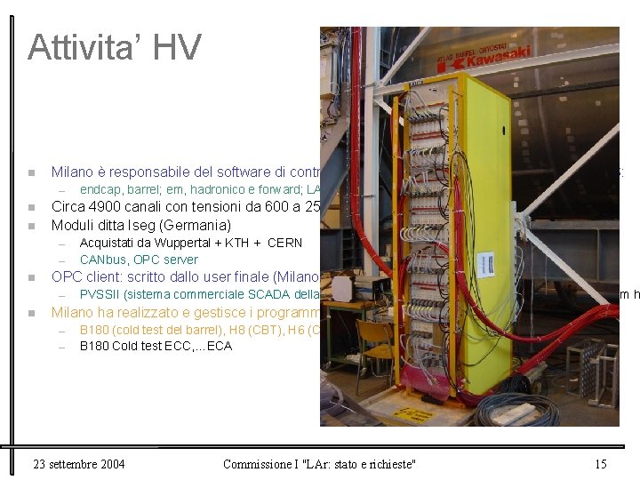 Attivita’ HV n Milano è responsabile del software di controllo dell’HV di tutta la