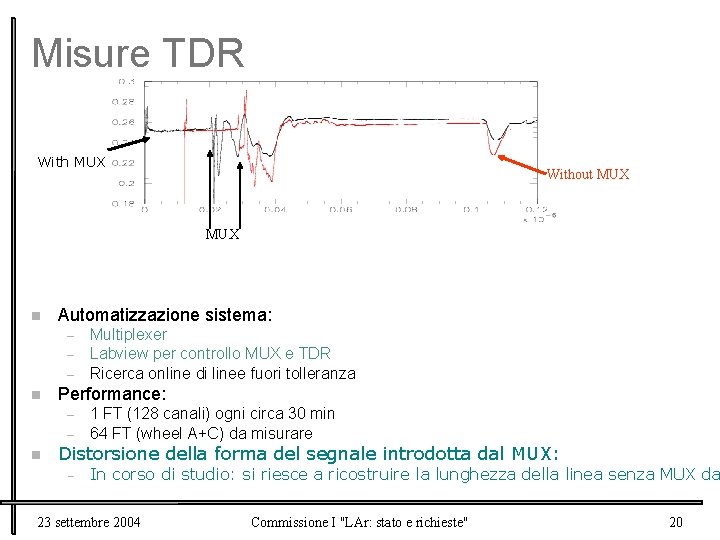Misure TDR With MUX Without MUX n Automatizzazione sistema: – – – n Performance: