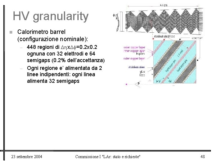  HV granularity n Calorimetro barrel (configurazione nominale): – – 448 regioni di Dhx.