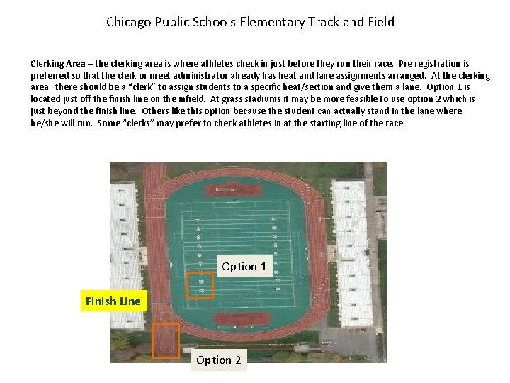 Chicago Public Schools Elementary Track and Field Clerking Area – the clerking area is