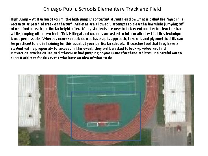 Chicago Public Schools Elementary Track and Field High Jump – At Hanson Stadium, the