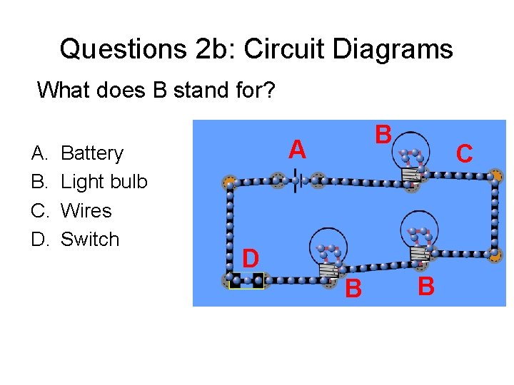 Questions 2 b: Circuit Diagrams What does B stand for? A. B. C. D.