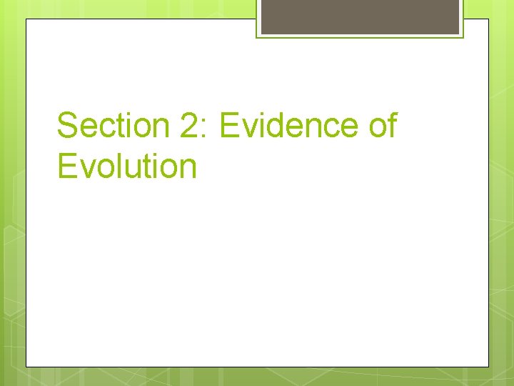 Section 2: Evidence of Evolution 