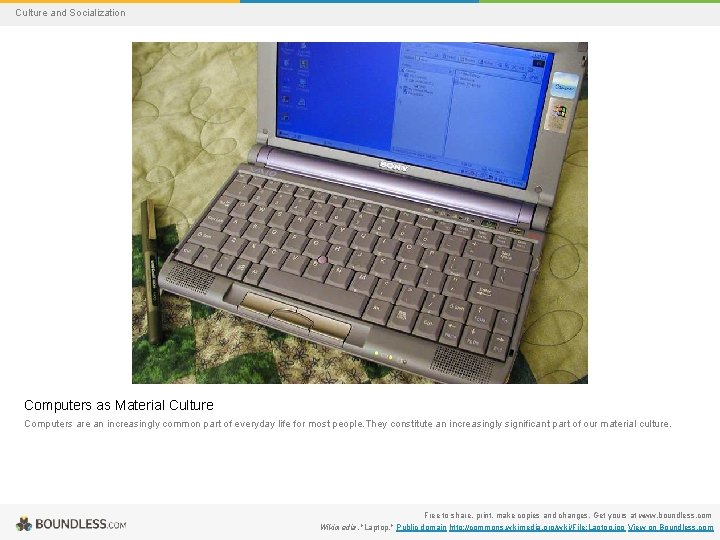 Culture and Socialization Computers as Material Culture Computers are an increasingly common part of