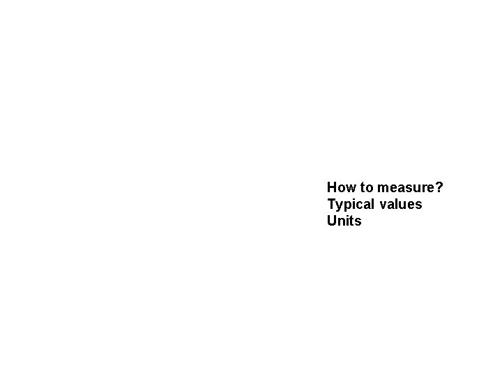 How to measure? Typical values Units 