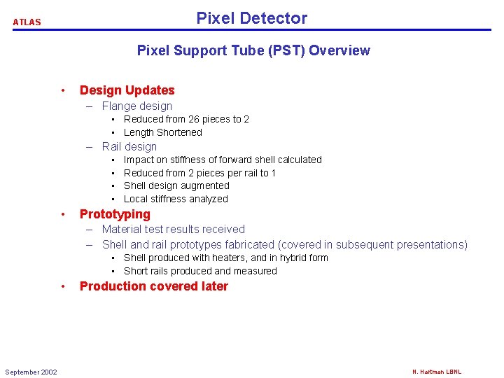 Pixel Detector ATLAS Pixel Support Tube (PST) Overview • Design Updates – Flange design