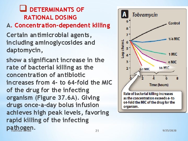 q DETERMINANTS OF RATIONAL DOSING A. Concentration-dependent killing Certain antimicrobial agents, including aminoglycosides and