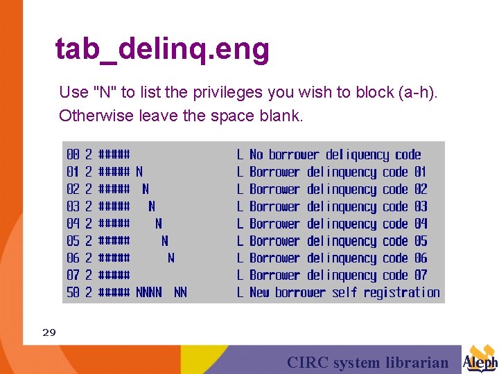 tab_delinq. eng Use "N" to list the privileges you wish to block (a-h). Otherwise