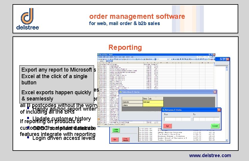 order management software for web, mail order & b 2 b sales Reporting Take