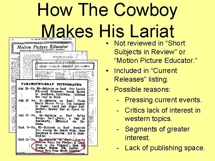 How The Cowboy Makes His Lariat • Not reviewed in “Short Subjects in Review”
