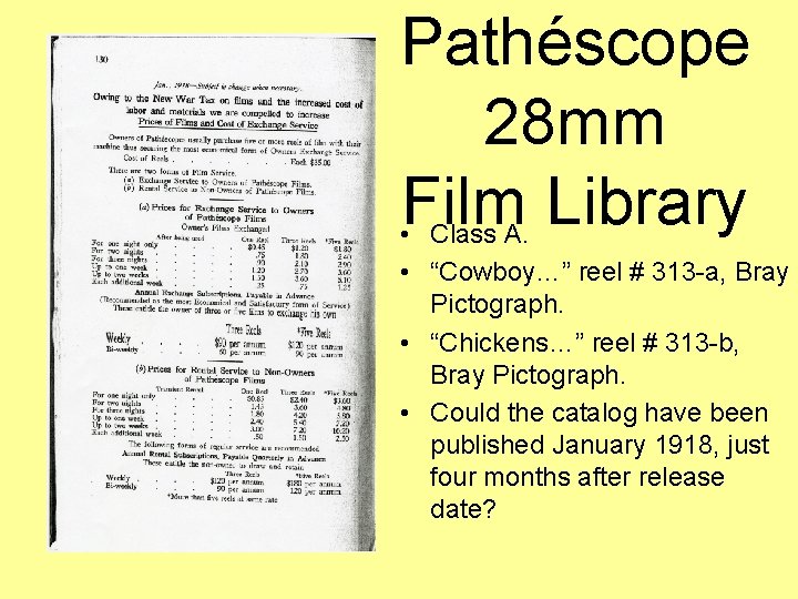 Pathéscope 28 mm Film Library • Class A. • “Cowboy…” reel # 313 -a,