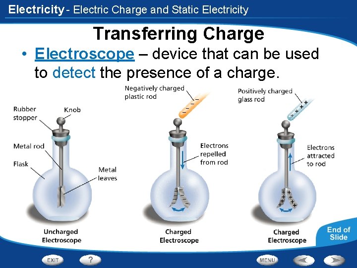 Electricity - Electric Charge and Static Electricity Transferring Charge • Electroscope – device that