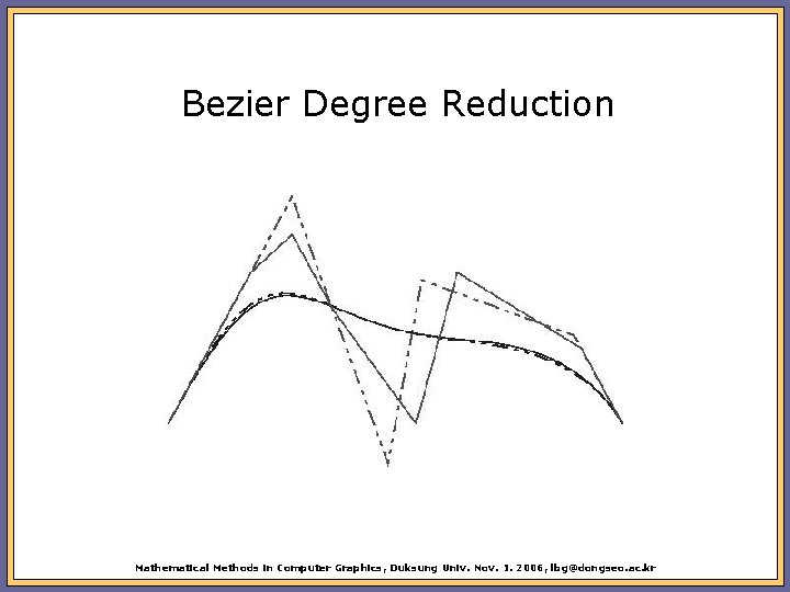 Bezier Degree Reduction Mathematical Methods in Computer Graphics, Duksung Univ. Nov. 1. 2006, lbg@dongseo.