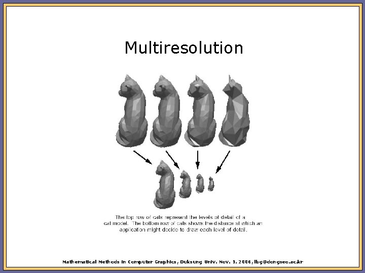 Multiresolution Mathematical Methods in Computer Graphics, Duksung Univ. Nov. 1. 2006, lbg@dongseo. ac. kr