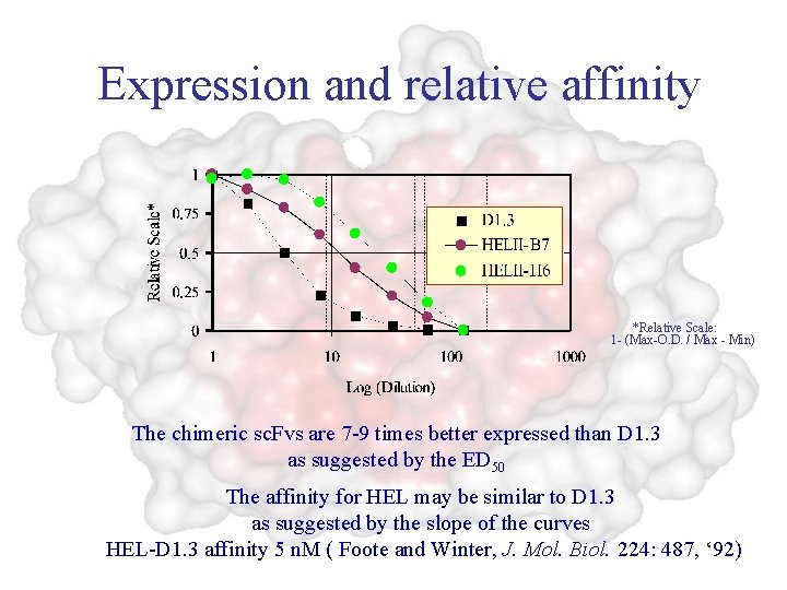 Expression and relative affinity *Relative Scale: 1 - (Max-O. D. / Max - Min)