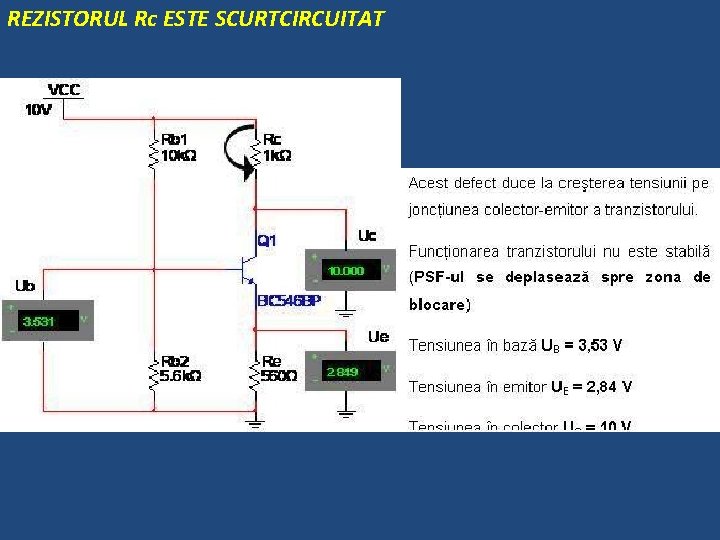 REZISTORUL Rc ESTE SCURTCIRCUITAT 