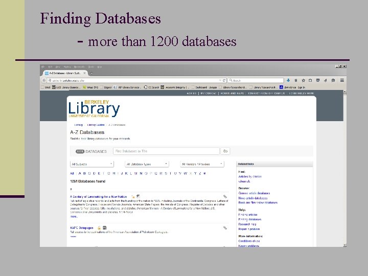 Finding Databases - more than 1200 databases 