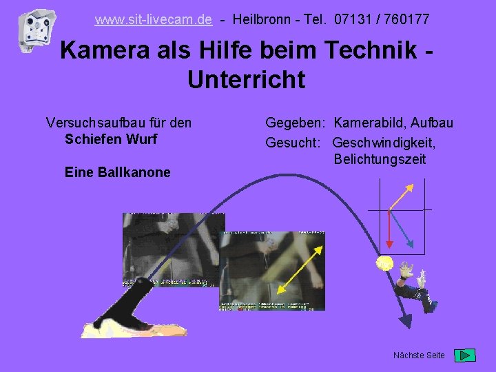 www. sit-livecam. de - Heilbronn - Tel. 07131 / 760177 Kamera als Hilfe beim