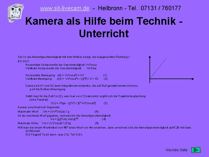 www. sit-livecam. de - Heilbronn - Tel. 07131 / 760177 Kamera als Hilfe beim