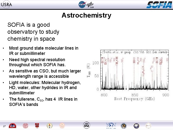 Astrochemistry SOFIA is a good observatory to study chemistry in space • • •