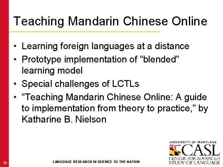 Teaching Mandarin Chinese Online • Learning foreign languages at a distance • Prototype implementation