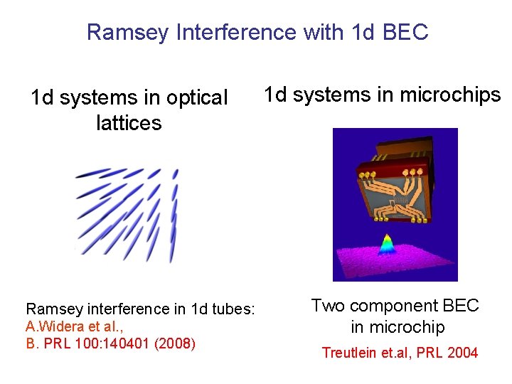 Ramsey Interference with 1 d BEC 1 d systems in optical lattices Ramsey interference