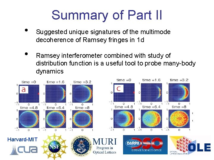 Summary of Part II • • Suggested unique signatures of the multimode decoherence of