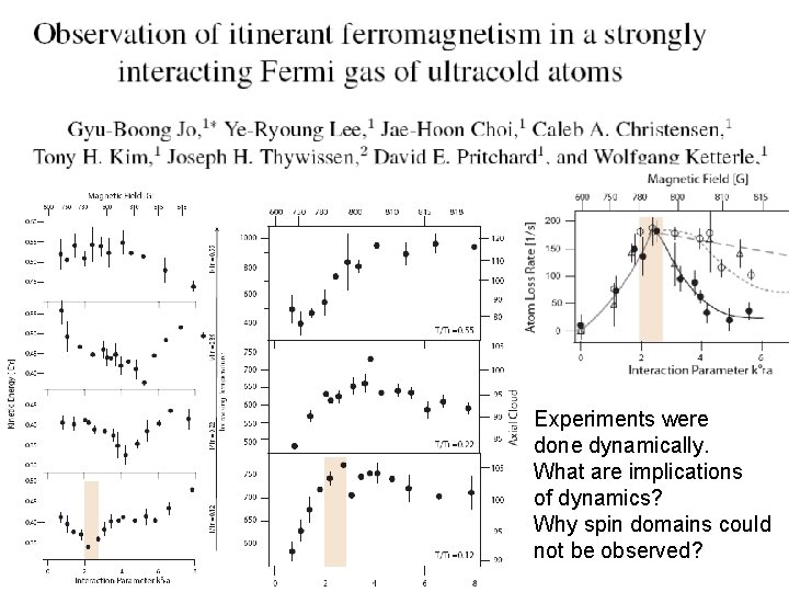 Experiments were done dynamically. What are implications of dynamics? Why spin domains could not