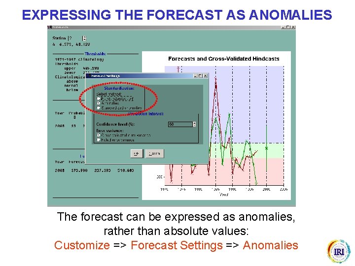 EXPRESSING THE FORECAST AS ANOMALIES The forecast can be expressed as anomalies, rather than