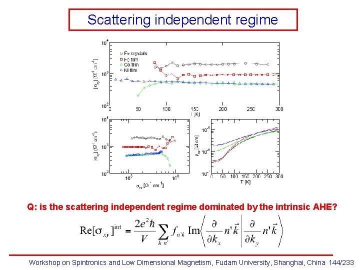 Scattering independent regime Q: is the scattering independent regime dominated by the intrinsic AHE?