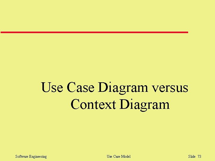 Use Case Diagram versus Context Diagram Software Engineering Use Case Model Slide 73 Use Case Diagram versus Context Diagram Software Engineering Use Case Model Slide 73