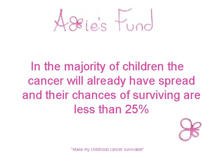  In the majority of children the cancer will already have spread and their