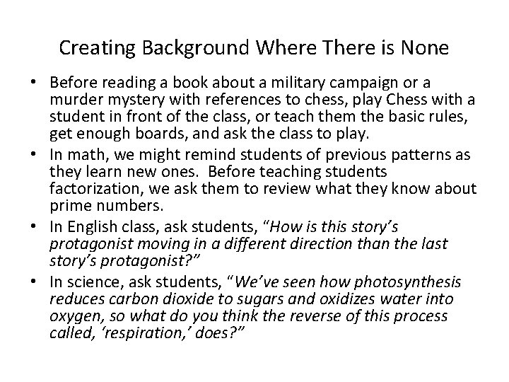 Creating Background Where There is None • Before reading a book about a military