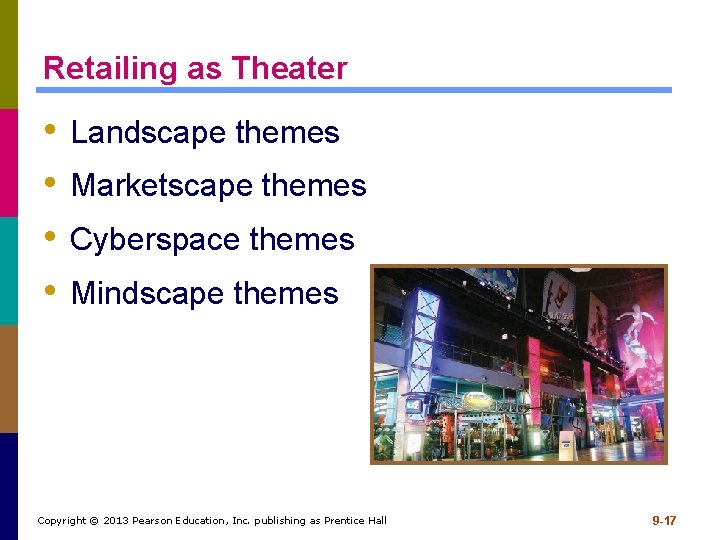 Retailing as Theater • • Landscape themes Marketscape themes Cyberspace themes Mindscape themes Copyright