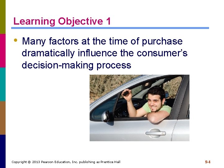Learning Objective 1 • Many factors at the time of purchase dramatically influence the