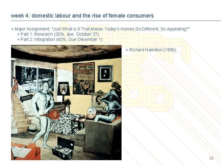 week 4: domestic labour and the rise of female consumers + Major Assignment: "Just
